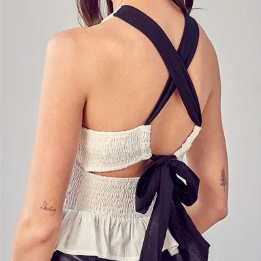 DO+BE Black and White Halter Top